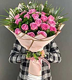 20 Adet Pembe İthal Gül Buketim